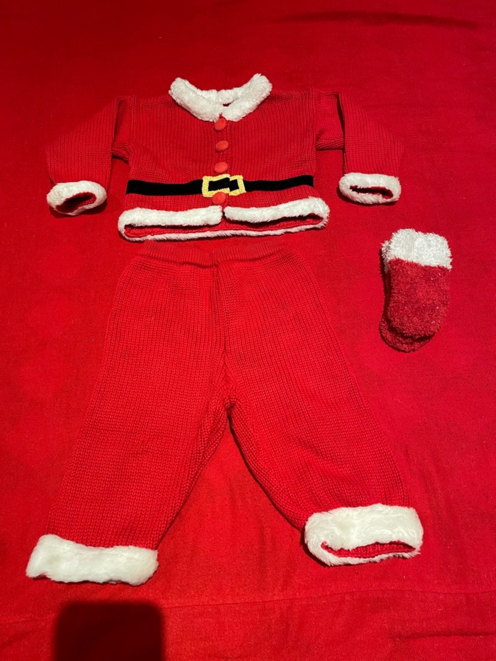 Vintage Hartstrings Santa Knit Baby Outfit 9-12 Mos